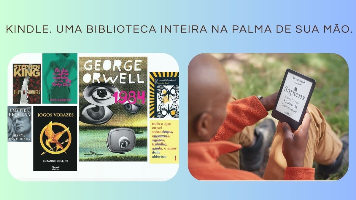 Leve e compacto, com tela antirreflexo, trocas de página mais rápidas, luz frontal ajustável e bateria de longa duração